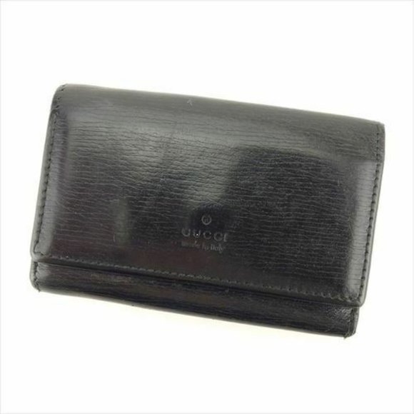 Gucci Key case Key holder Black leather Woman unisex Authentic Used L2729 - Picture 1 of 8